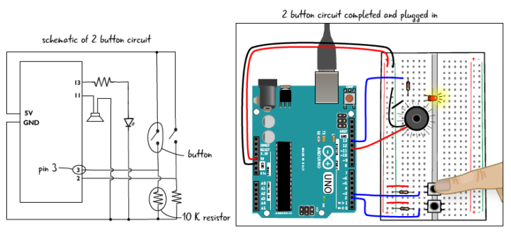 Chapter 5: Add two more buttons and adjust the code – Arduino to Go