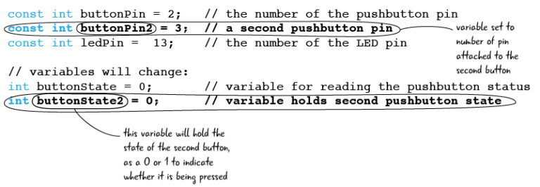 Chapter 5: Add two more buttons and adjust the code – Arduino to Go